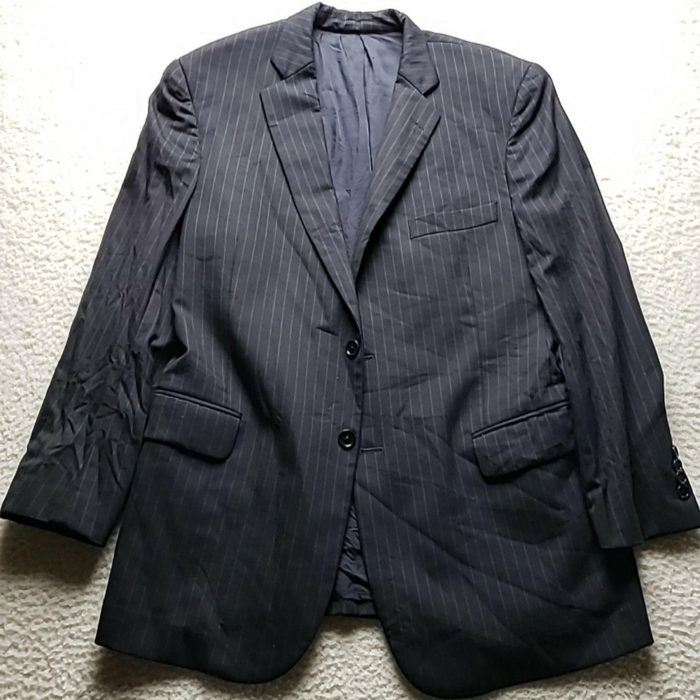 Brooks Brothers Suit Jacket Mens XL Gray Pinstripe 2 Button Notch Lapel Dress